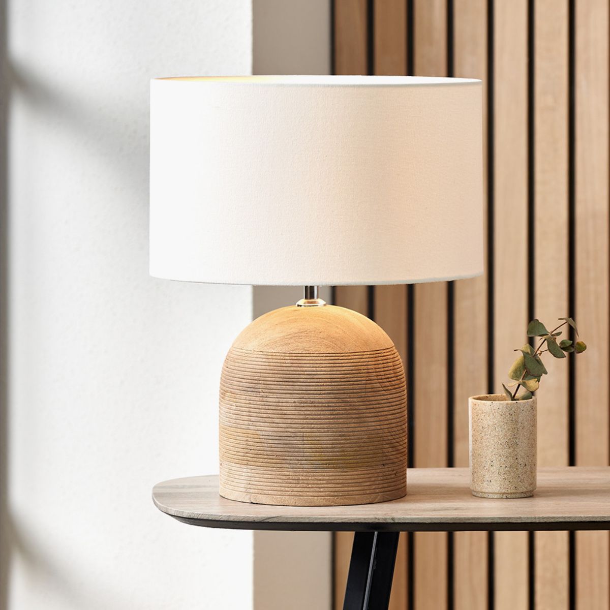 Pacific Lifestyle Nelu Natural Engraved Wood Dome Table Lamp Base