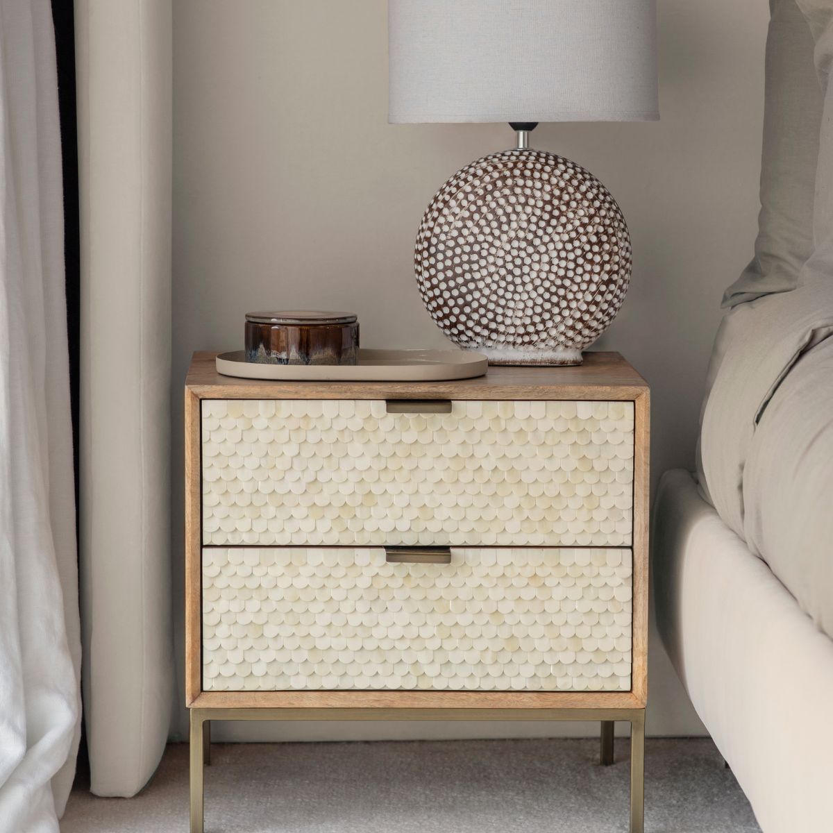 Libra Interiors Nerida Bone Inlay Bedside Table