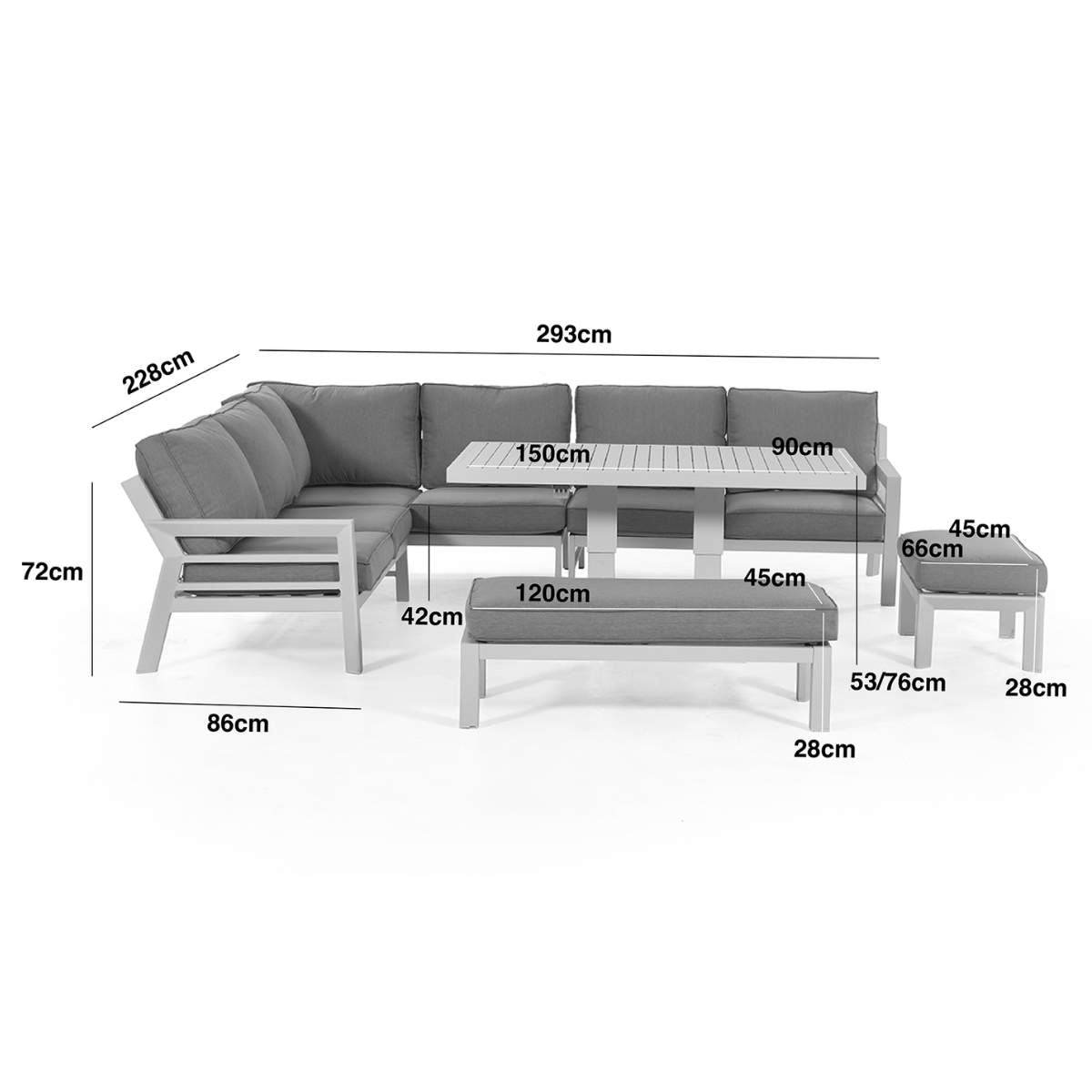 Maze New York Aluminium Corner Dining Set