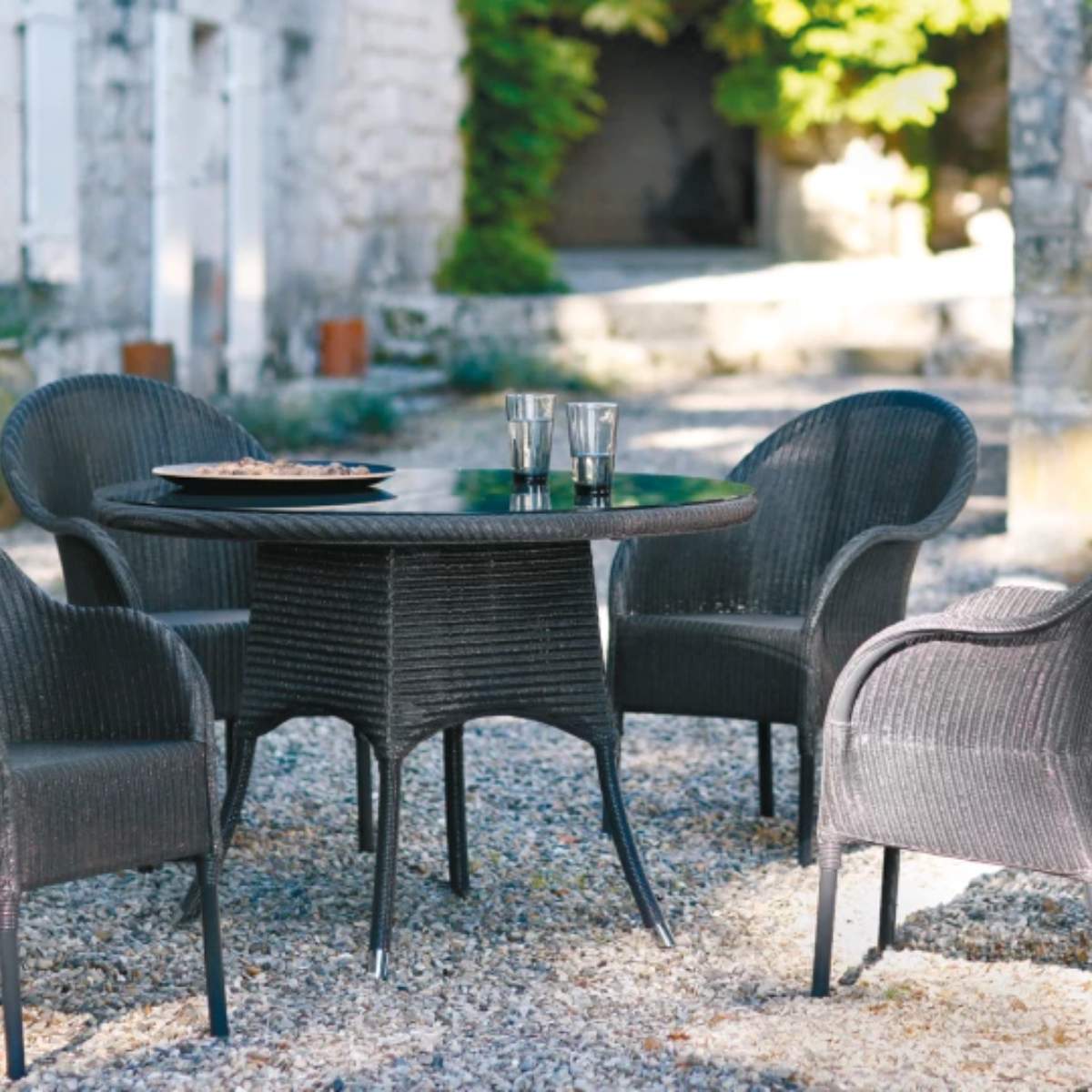 Vincent Shepherd Nimes Lloyd Loom Outdoor Dining Table 110 CM