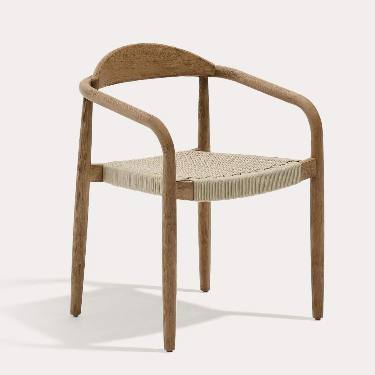 Kave Home Nina stackable chair in FSC 100% solid acacia wood and ecru rope cord