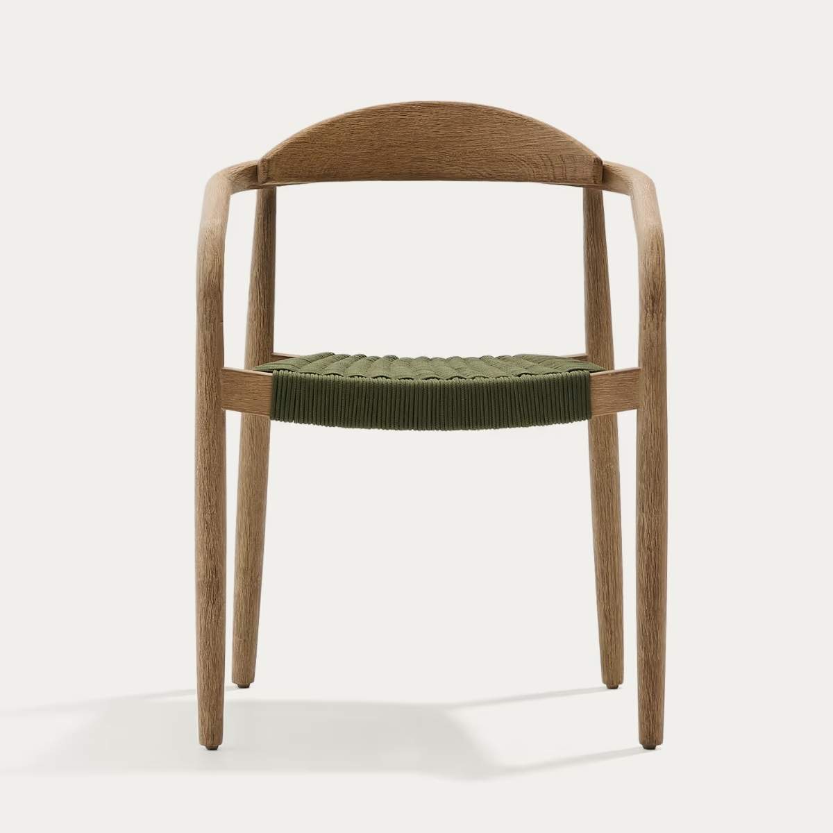 Kave Home Nina stackable chair in FSC 100% solid acacia wood and ecru rope cord