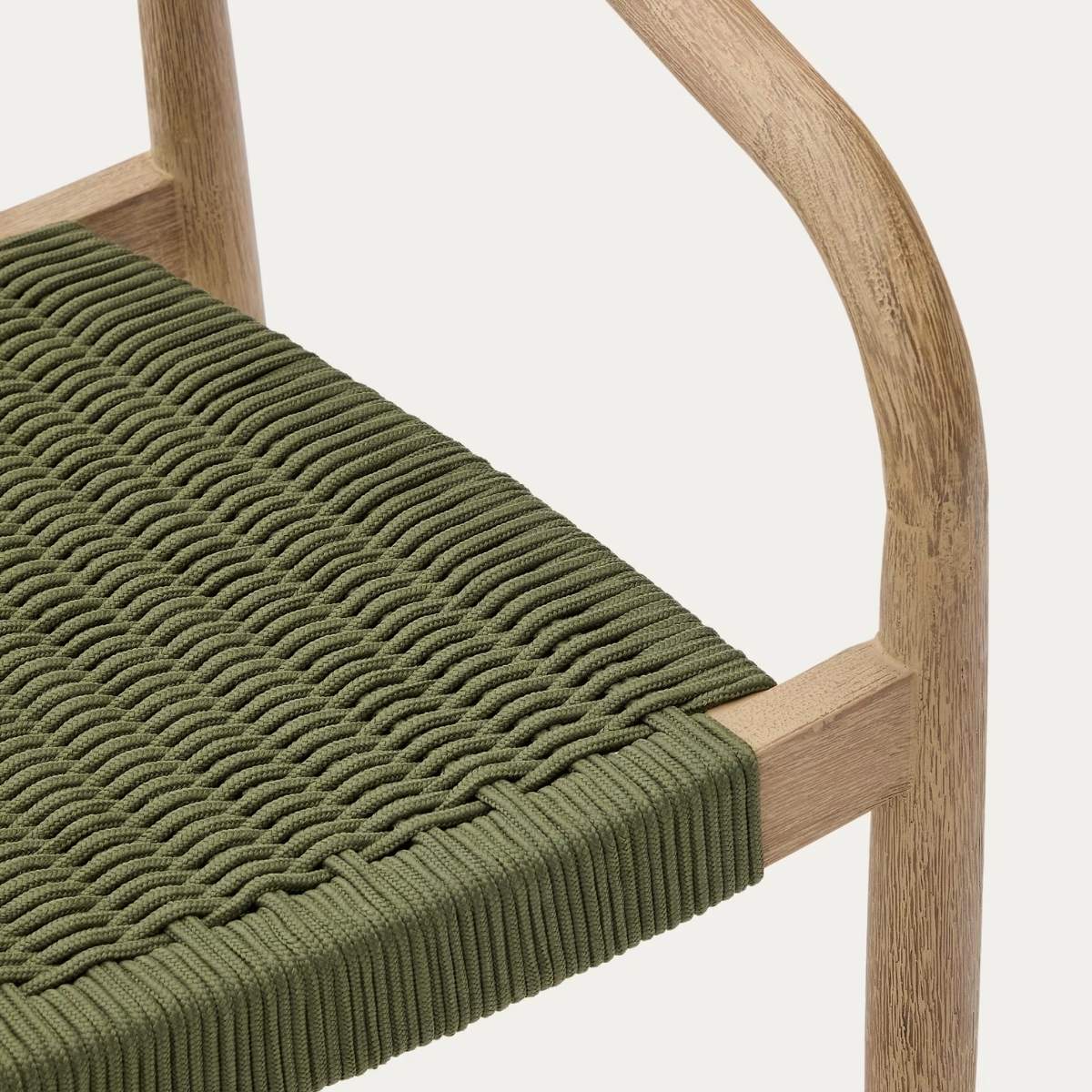 Kave Home Nina stackable chair in FSC 100% solid acacia wood and ecru rope cord