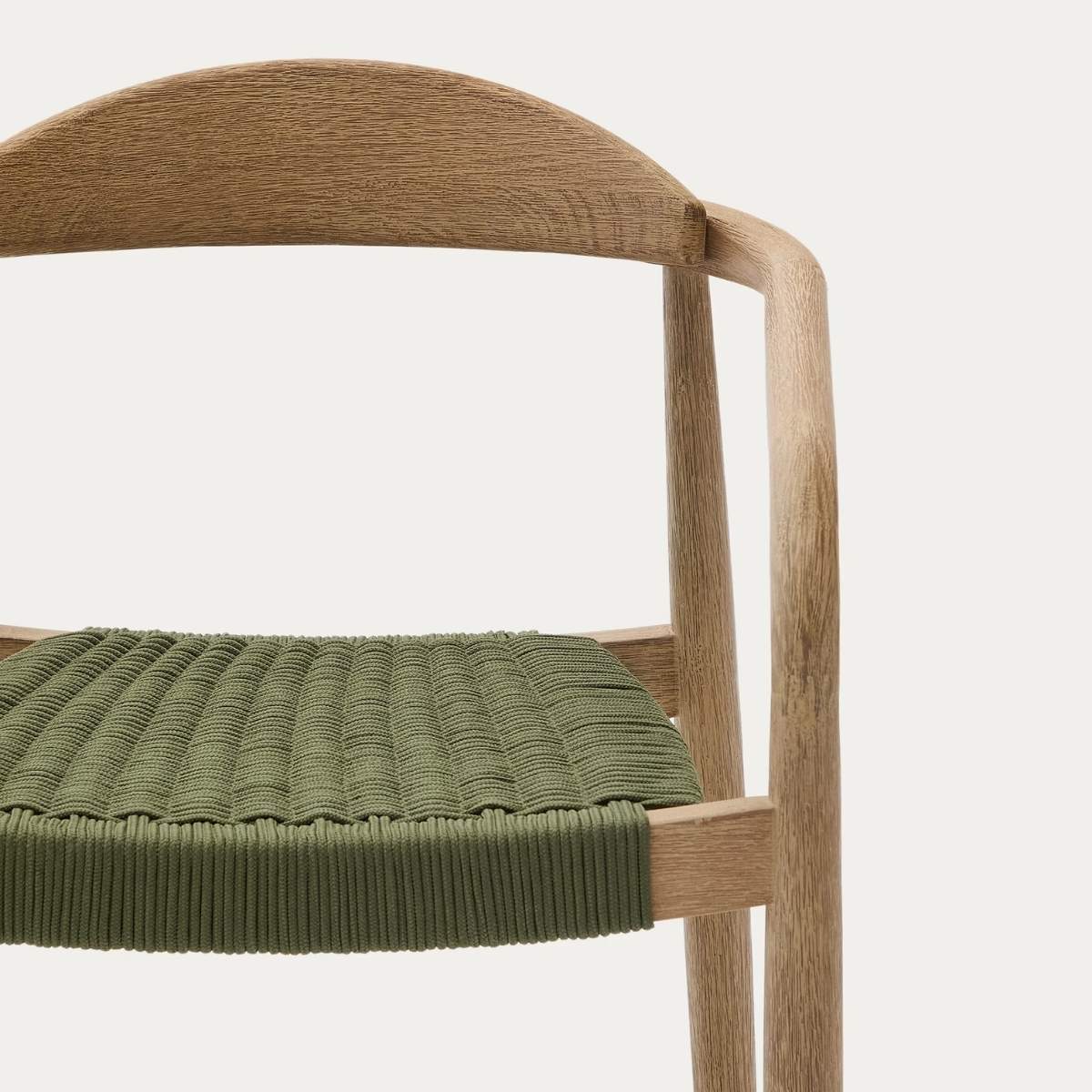 Kave Home Nina stackable chair in FSC 100% solid acacia wood and ecru rope cord