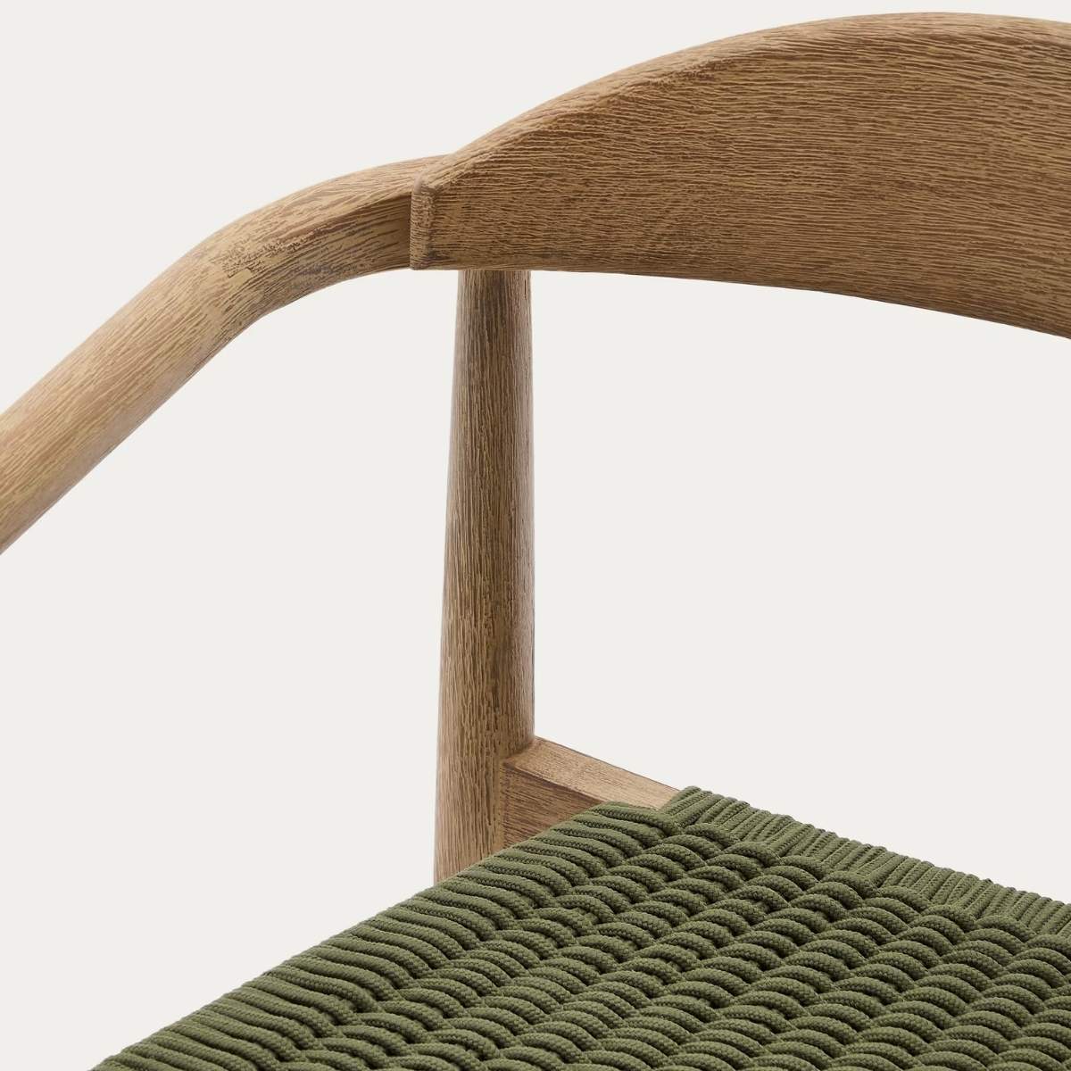 Kave Home Nina stackable chair in FSC 100% solid acacia wood and ecru rope cord