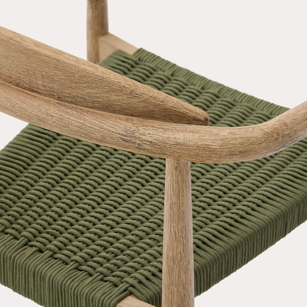 Kave Home Nina stackable chair in FSC 100% solid acacia wood and ecru rope cord