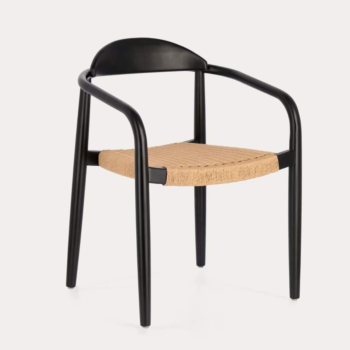 Kave Home Nina stackable chair in FSC 100% solid acacia wood and ecru rope cord