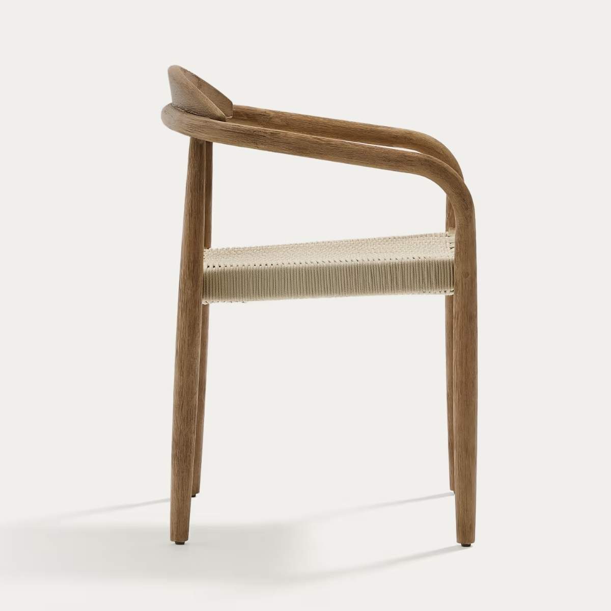 Kave Home Nina stackable chair in FSC 100% solid acacia wood and ecru rope cord