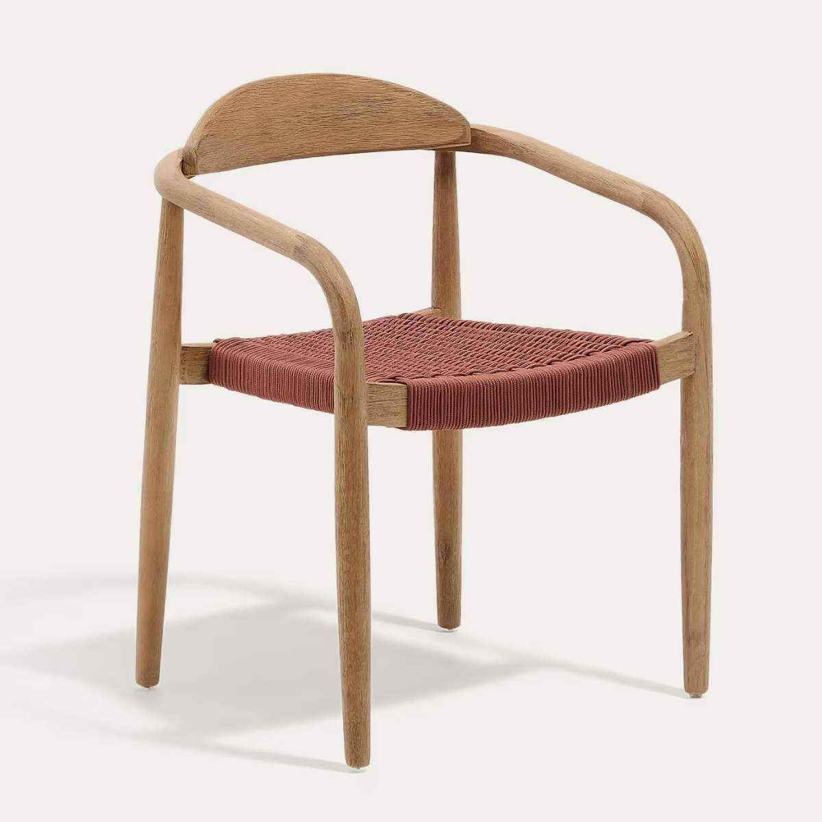 Kave Home Nina stackable chair in FSC 100% solid acacia wood and ecru rope cord