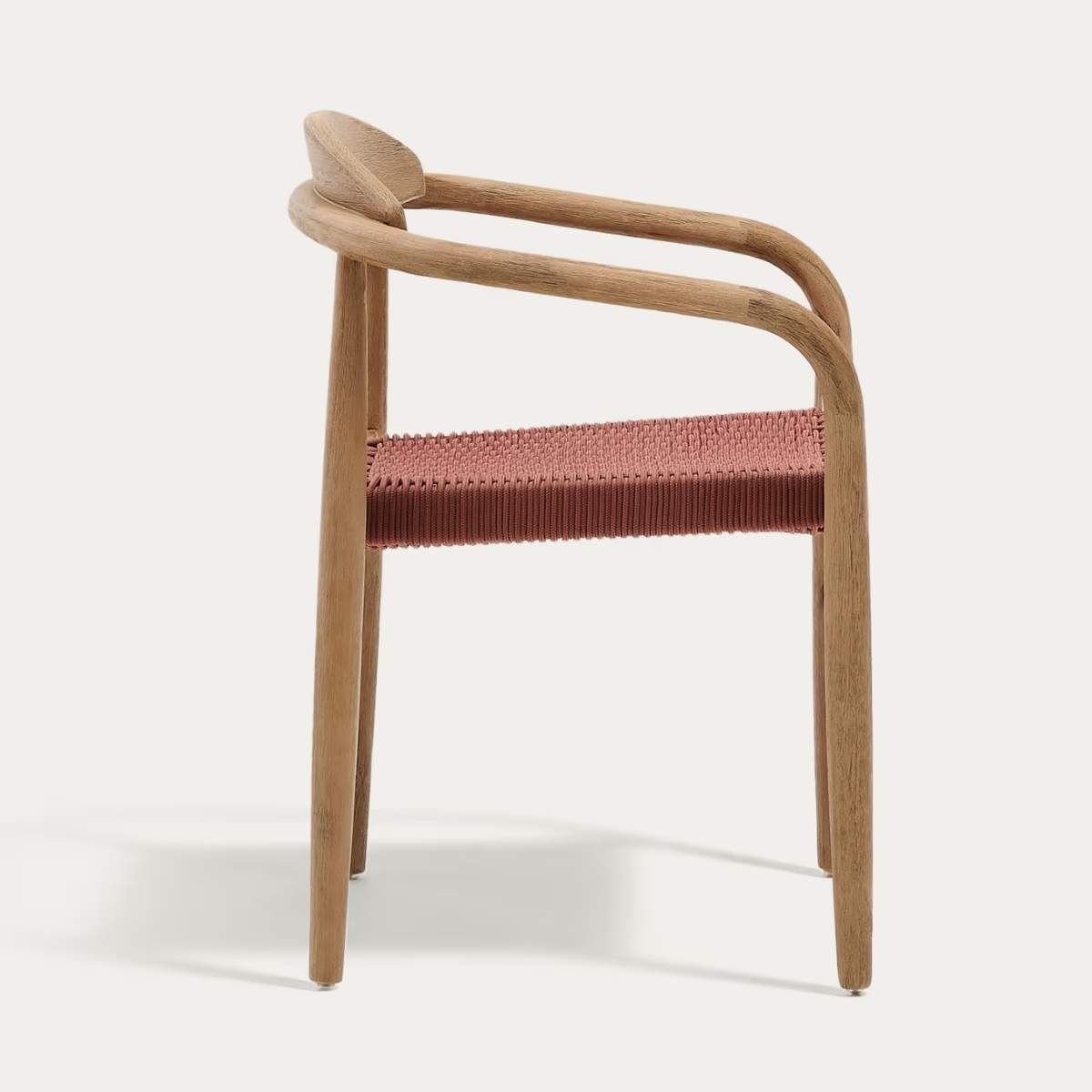 Kave Home Nina stackable chair in FSC 100% solid acacia wood and ecru rope cord