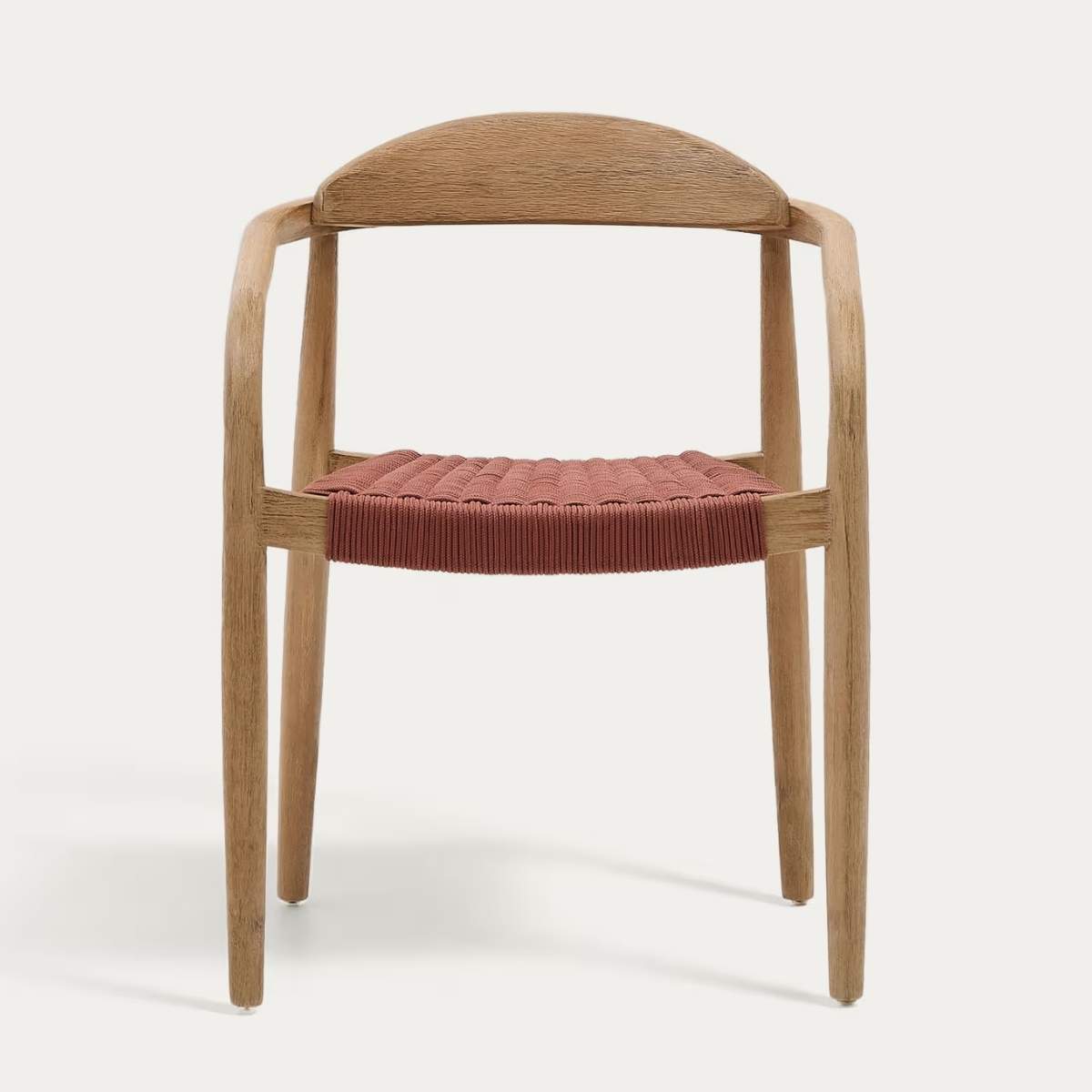 Kave Home Nina stackable chair in FSC 100% solid acacia wood and ecru rope cord