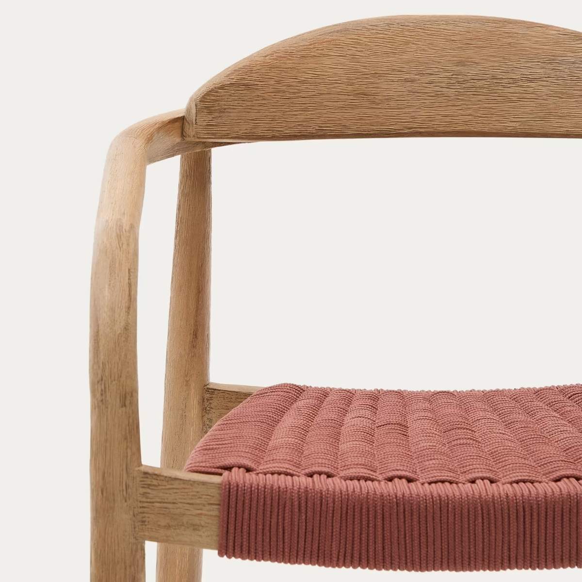 Kave Home Nina stackable chair in FSC 100% solid acacia wood and ecru rope cord