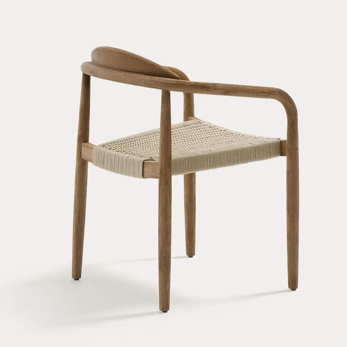 Kave Home Nina stackable chair in FSC 100% solid acacia wood and ecru rope cord