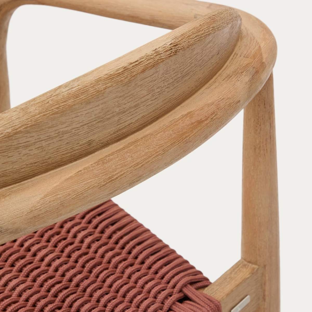Kave Home Nina stackable chair in FSC 100% solid acacia wood and ecru rope cord