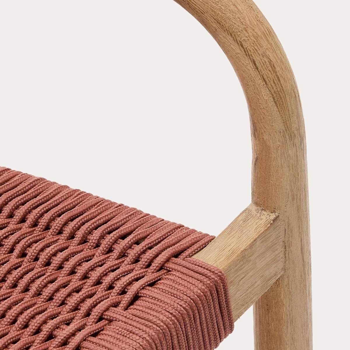 Kave Home Nina stackable chair in FSC 100% solid acacia wood and ecru rope cord