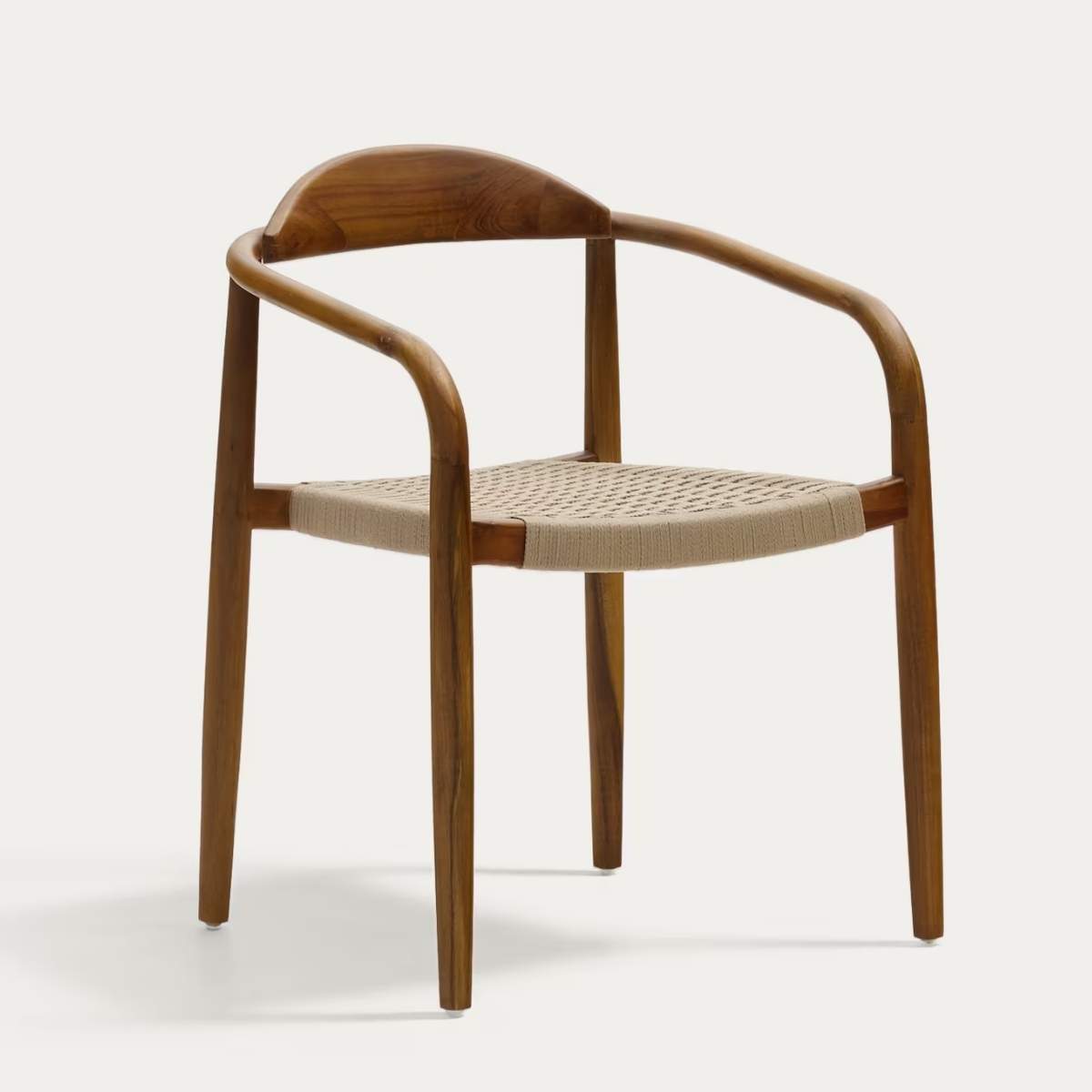 Kave Home Nina stackable chair in FSC 100% solid acacia wood and ecru rope cord