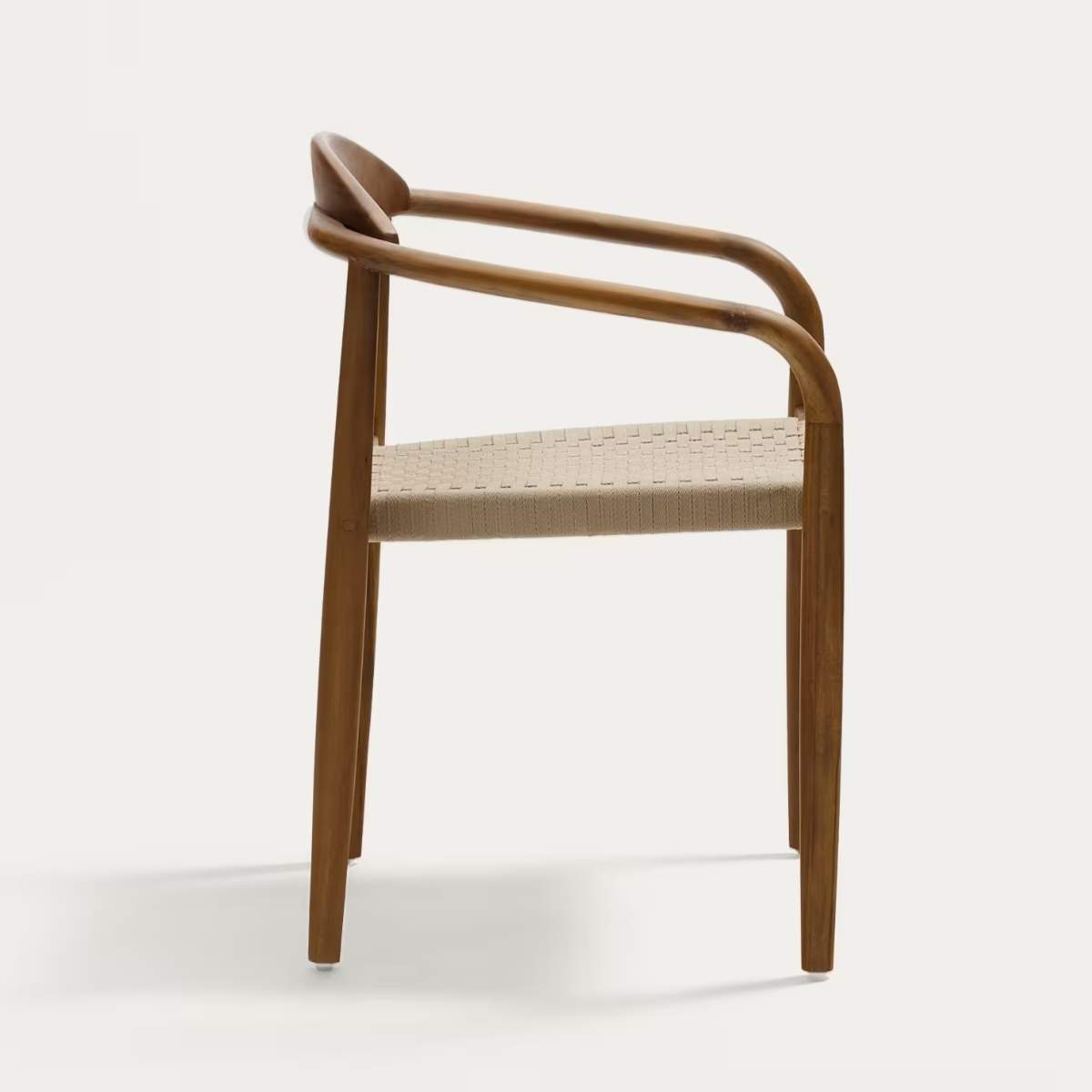 Kave Home Nina stackable chair in FSC 100% solid acacia wood and ecru rope cord