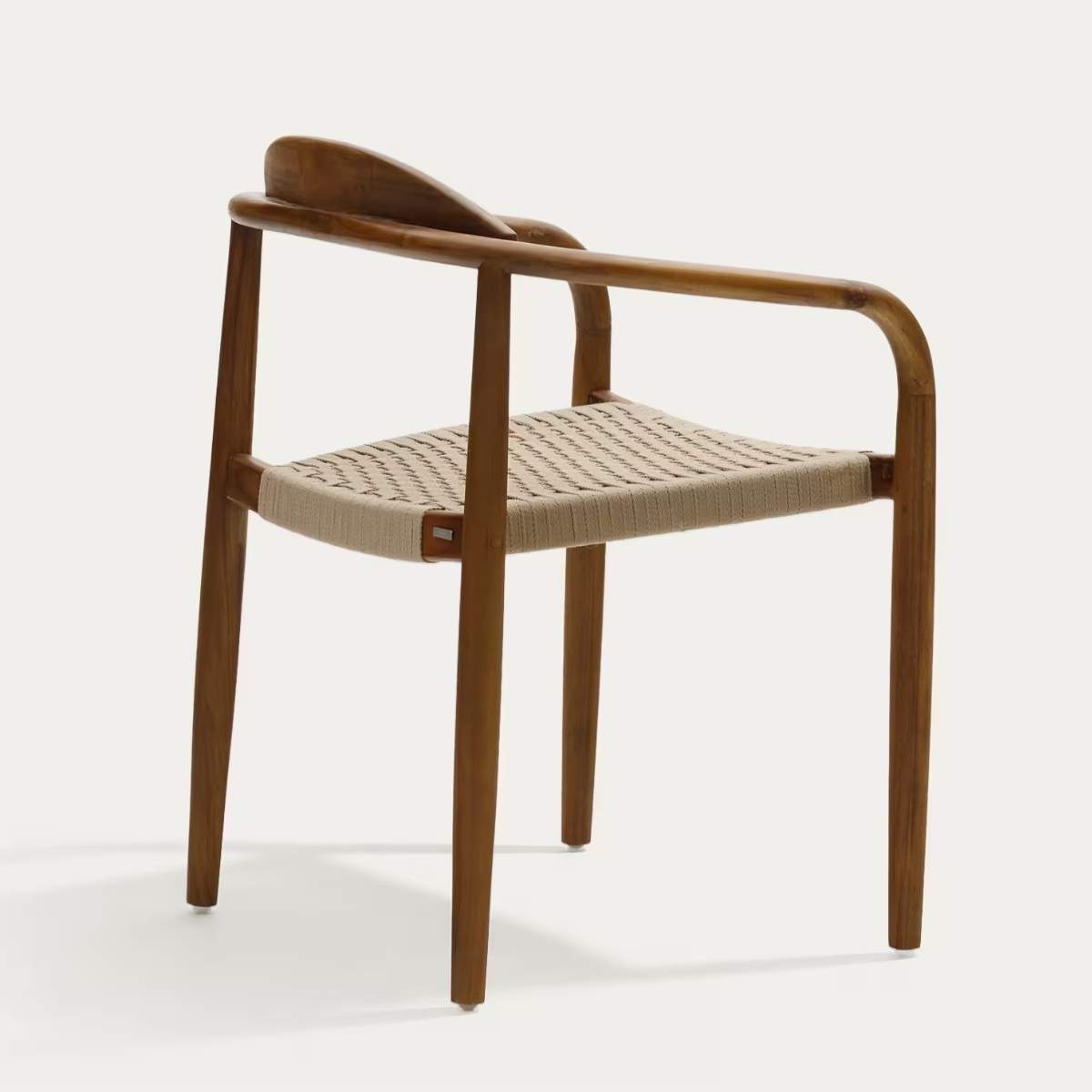 Kave Home Nina stackable chair in FSC 100% solid acacia wood and ecru rope cord