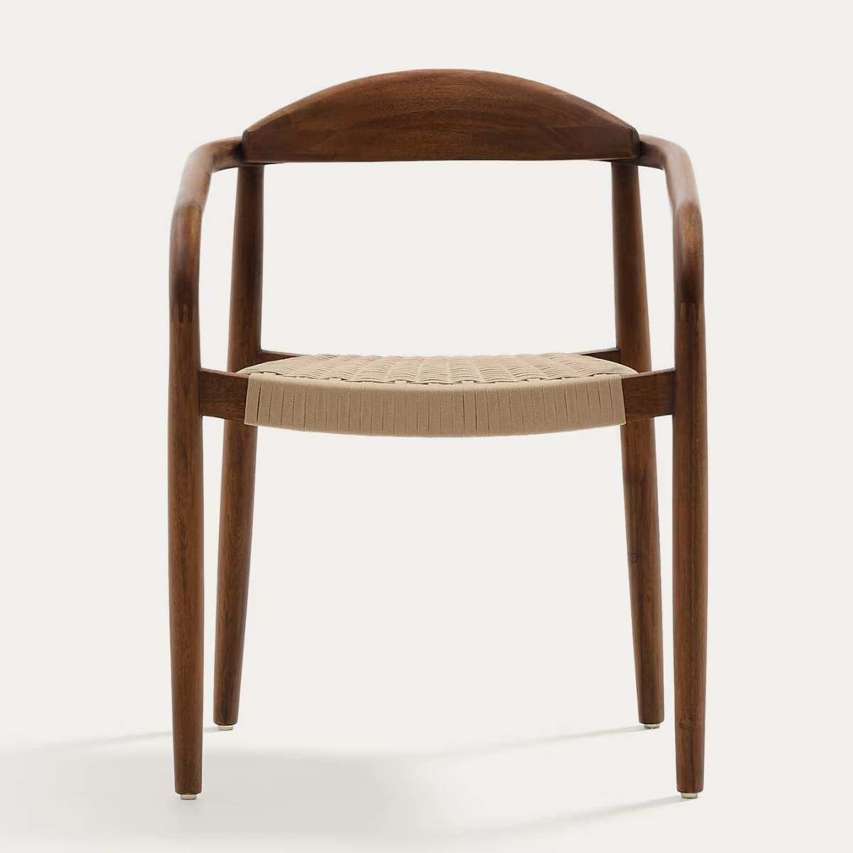 Kave Home Nina stackable chair in FSC 100% solid acacia wood and ecru rope cord