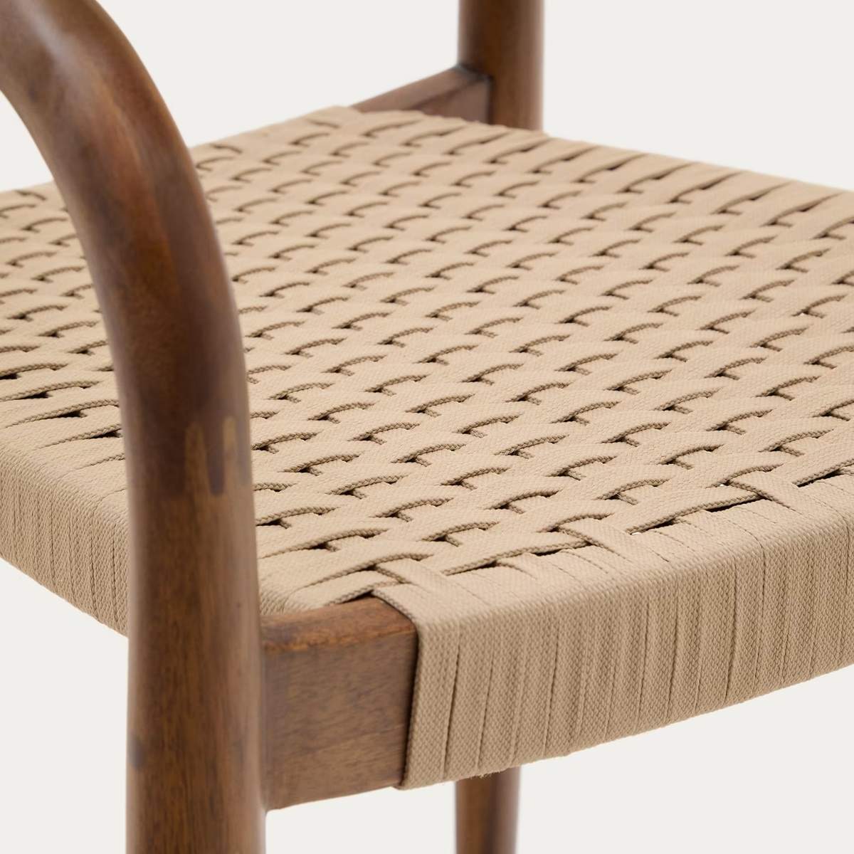 Kave Home Nina stackable chair in FSC 100% solid acacia wood and ecru rope cord