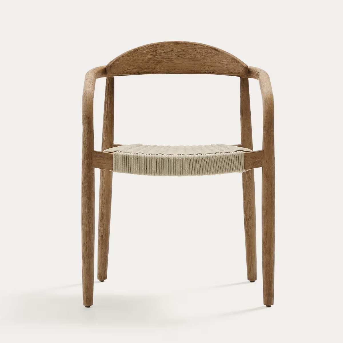 Kave Home Nina stackable chair in FSC 100% solid acacia wood and ecru rope cord