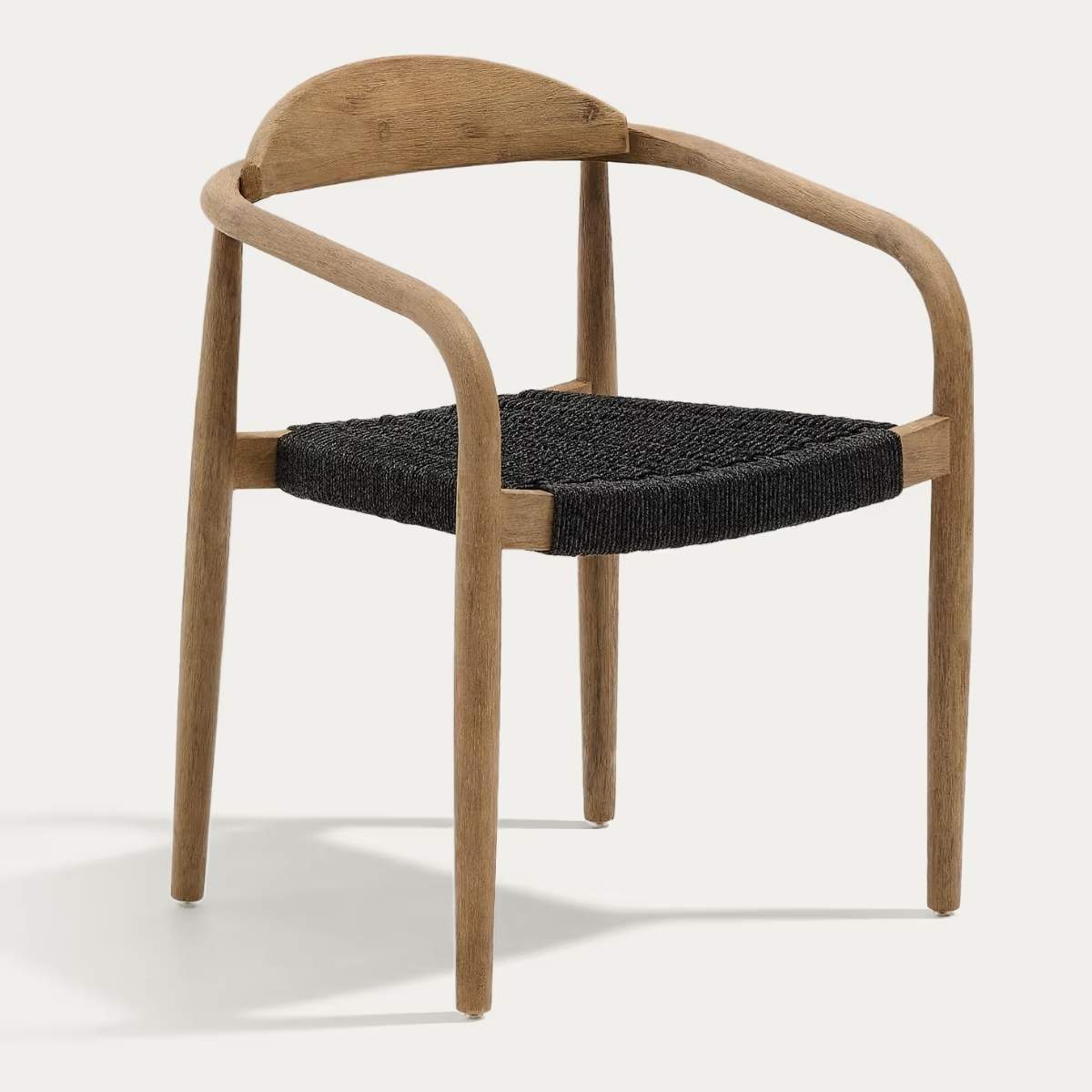 Kave Home Nina stackable chair in FSC 100% solid acacia wood and ecru rope cord