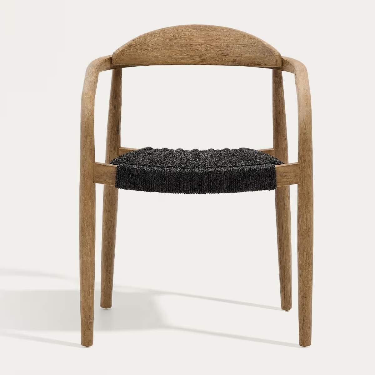 Kave Home Nina stackable chair in FSC 100% solid acacia wood and ecru rope cord