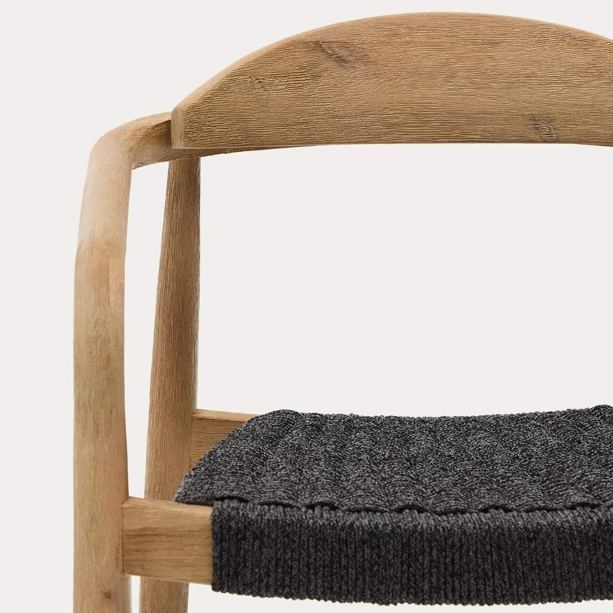 Kave Home Nina stackable chair in FSC 100% solid acacia wood and ecru rope cord