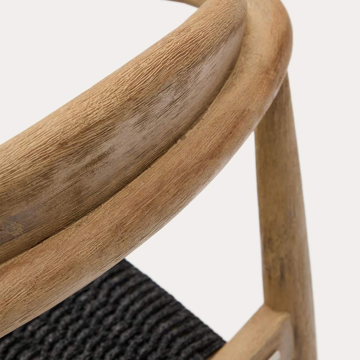 Kave Home Nina stackable chair in FSC 100% solid acacia wood and ecru rope cord