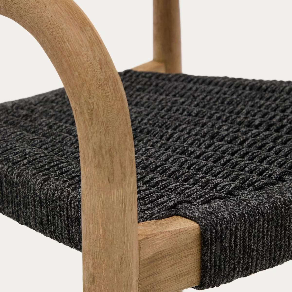 Kave Home Nina stackable chair in FSC 100% solid acacia wood and ecru rope cord