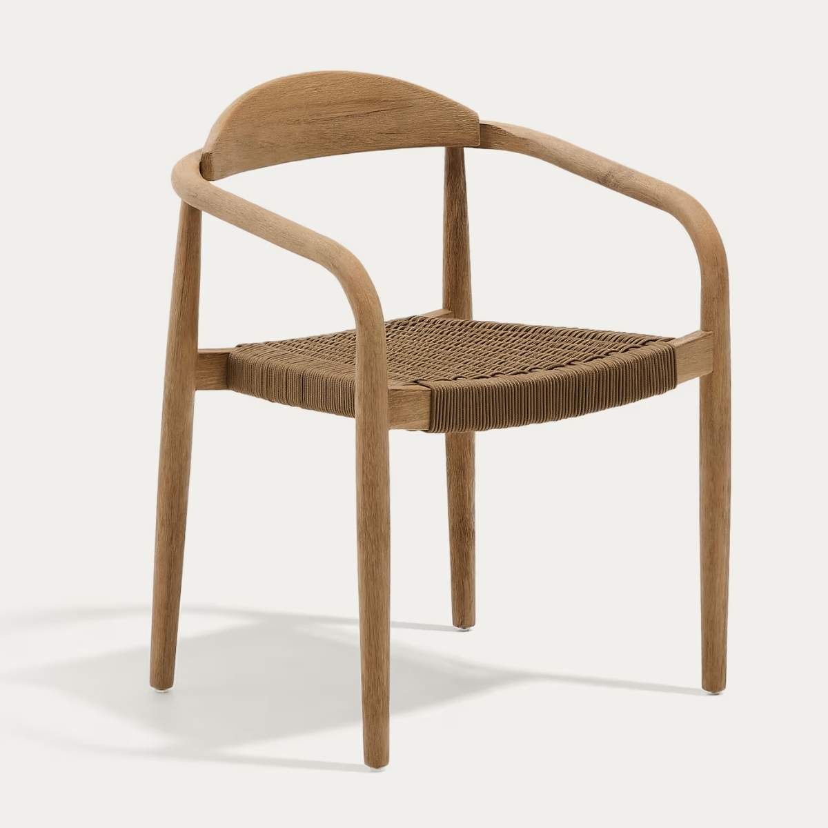 Kave Home Nina stackable chair in FSC 100% solid acacia wood and ecru rope cord