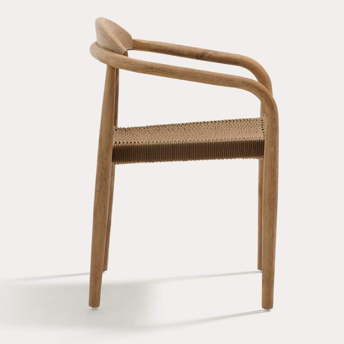 Kave Home Nina stackable chair in FSC 100% solid acacia wood and ecru rope cord