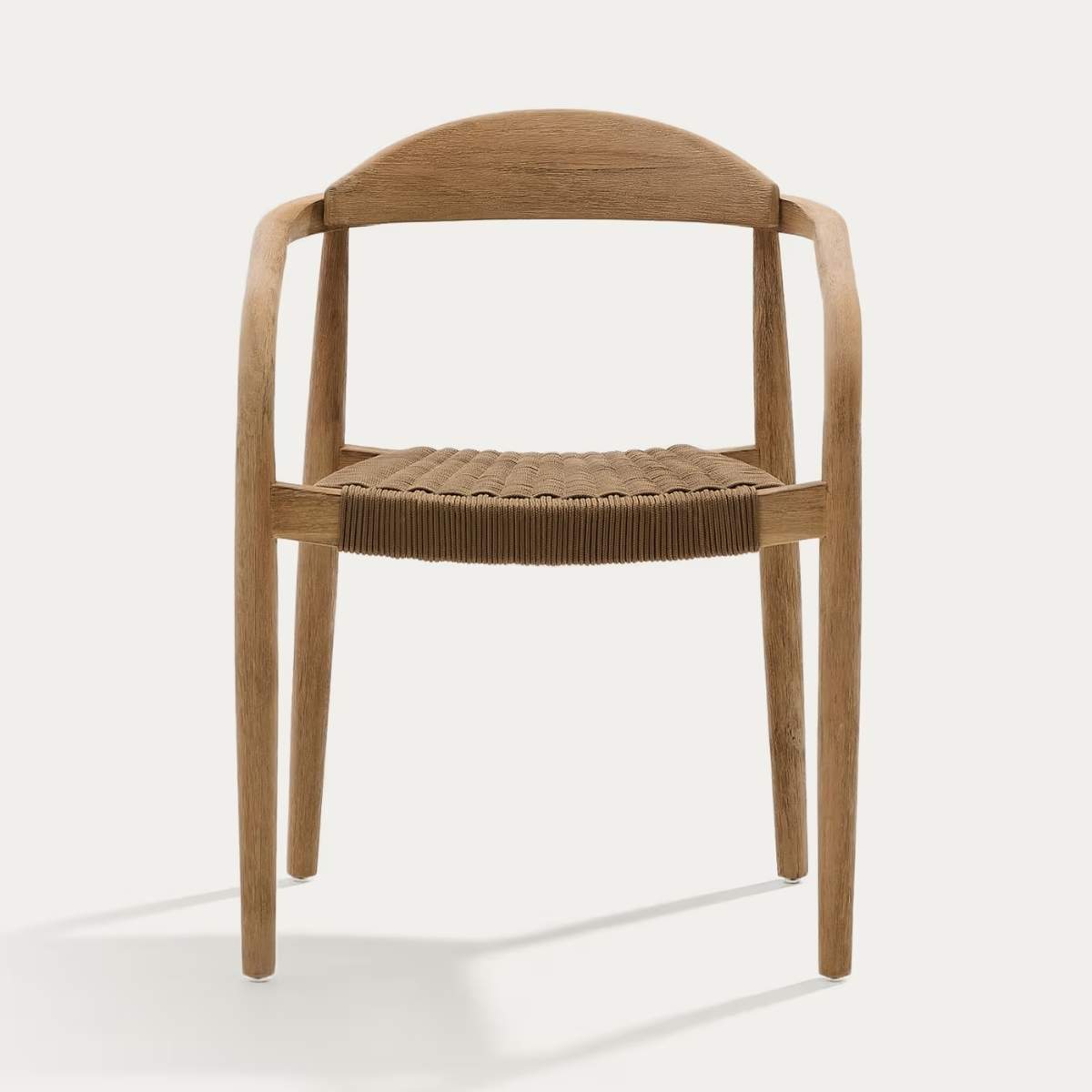 Kave Home Nina stackable chair in FSC 100% solid acacia wood and ecru rope cord