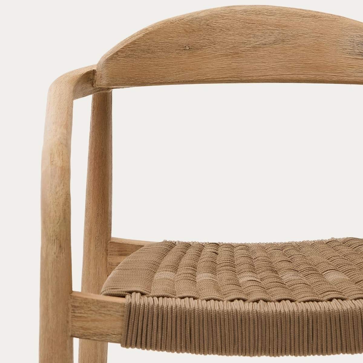 Kave Home Nina stackable chair in FSC 100% solid acacia wood and ecru rope cord