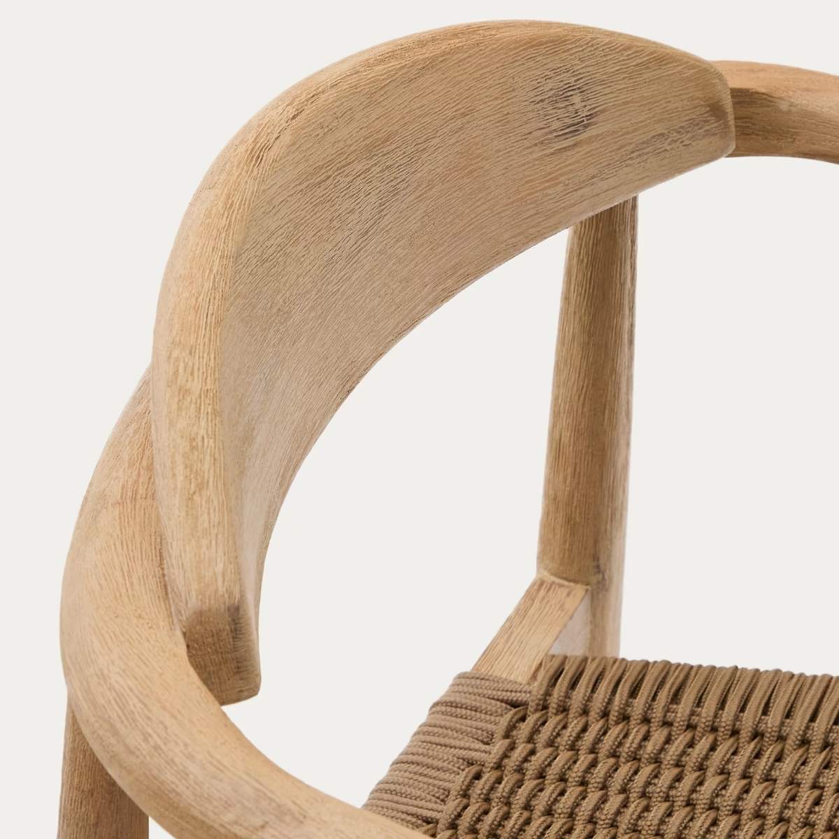 Kave Home Nina stackable chair in FSC 100% solid acacia wood and ecru rope cord