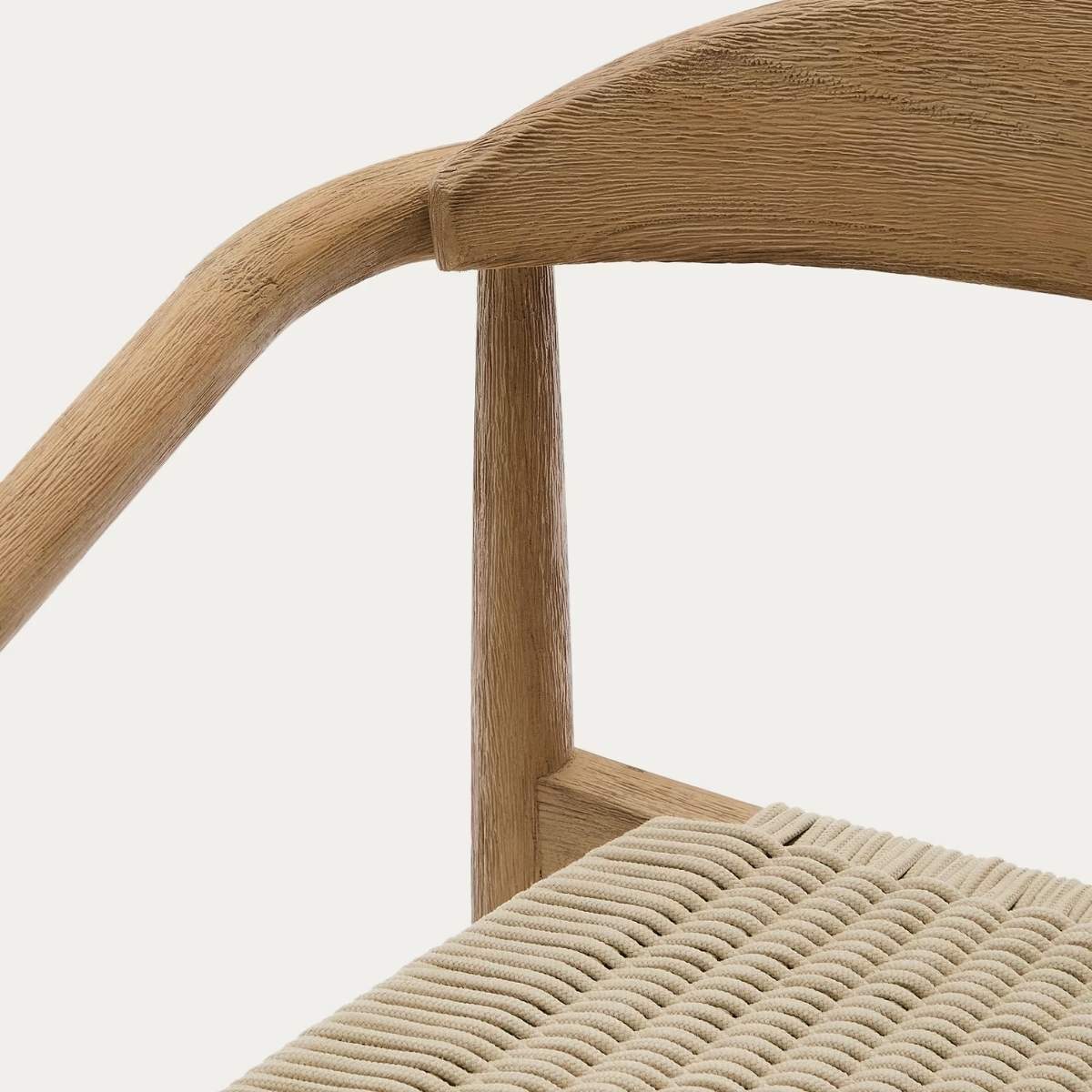 Kave Home Nina stackable chair in FSC 100% solid acacia wood and ecru rope cord