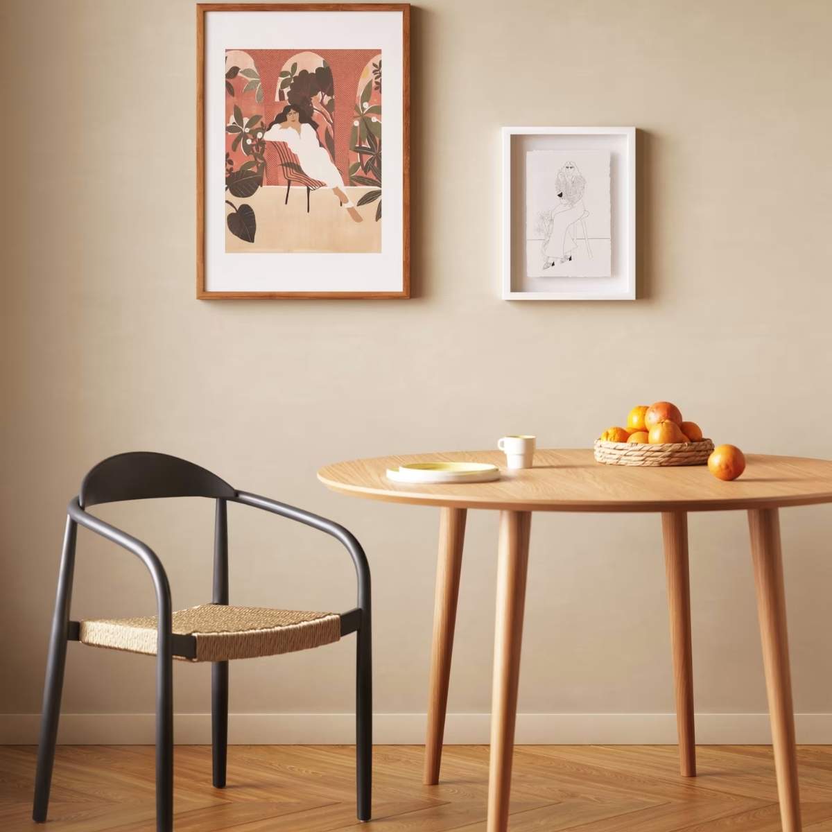 Kave Home Nina stackable chair in FSC 100% solid acacia wood and ecru rope cord