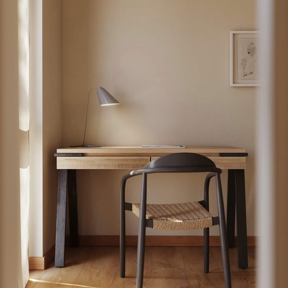 Kave Home Nina stackable chair in FSC 100% solid acacia wood and ecru rope cord