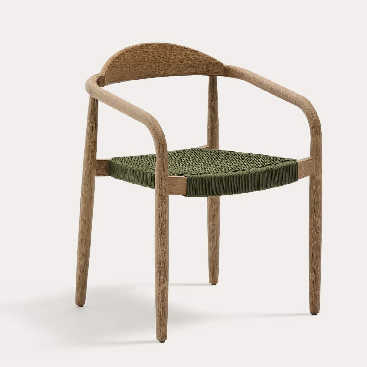 Kave Home Nina stackable chair in FSC 100% solid acacia wood and ecru rope cord