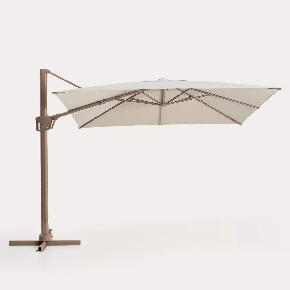 Kave Home Noli beige cantilever parasol with taupe aluminium structure 300 x 300cm