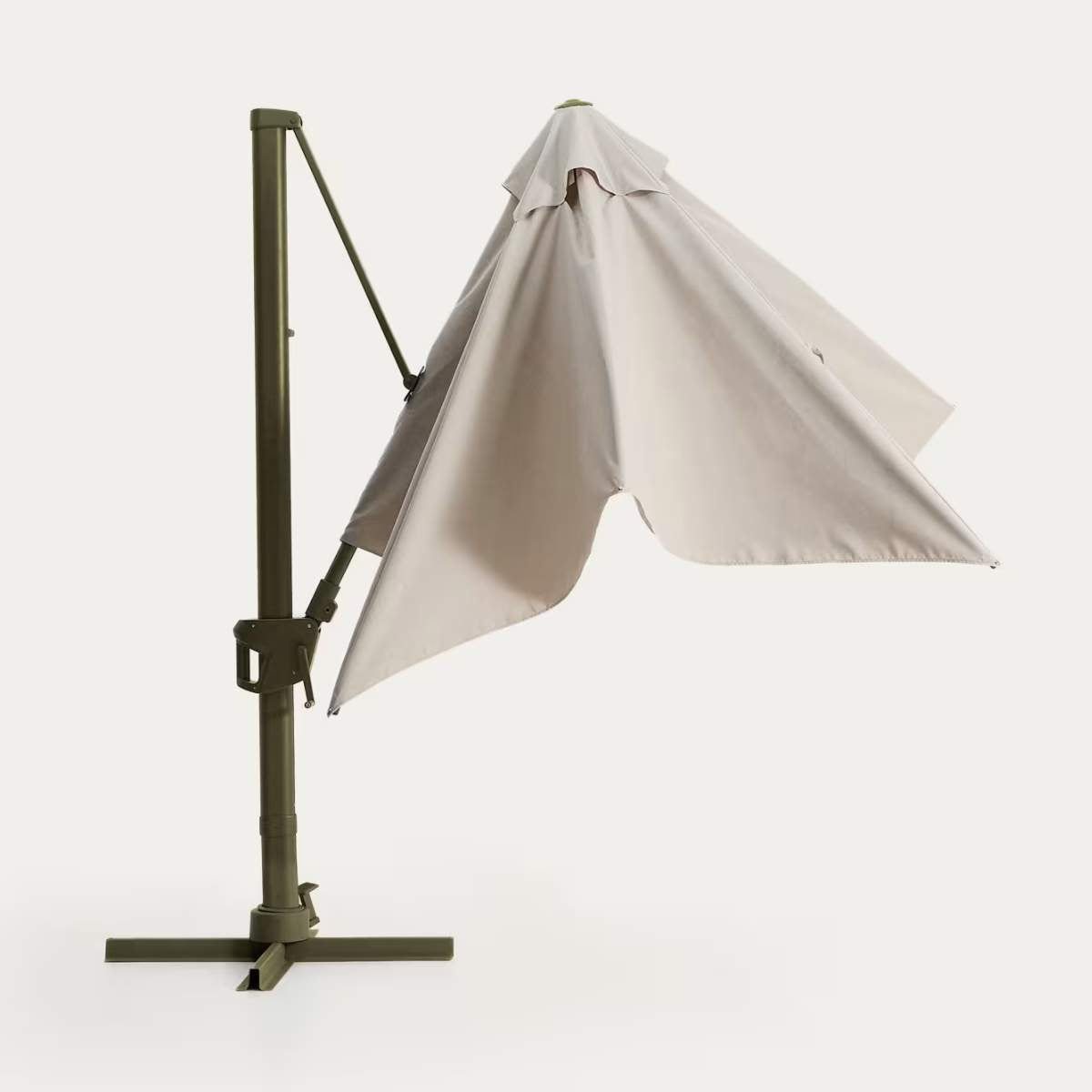 Kave Home Noli beige cantilever parasol with taupe aluminium structure 300 x 300cm