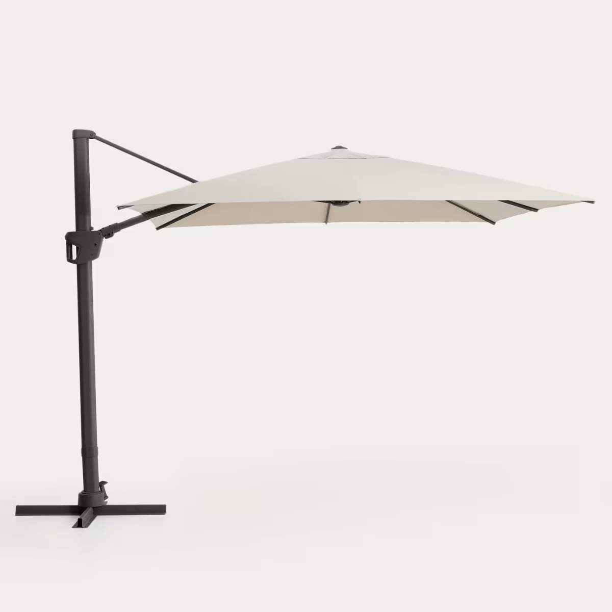Kave Home Noli beige cantilever parasol with taupe aluminium structure 300 x 300cm