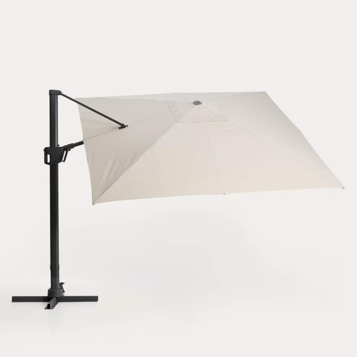 Kave Home Noli beige cantilever parasol with taupe aluminium structure 300 x 300cm