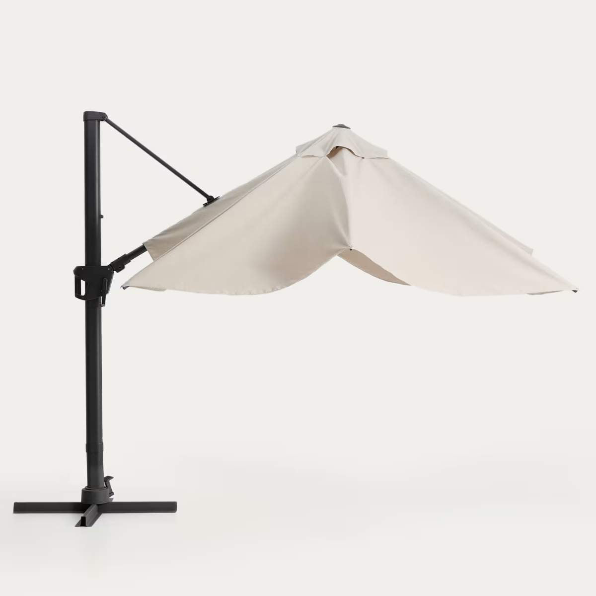 Kave Home Noli beige cantilever parasol with taupe aluminium structure 300 x 300cm