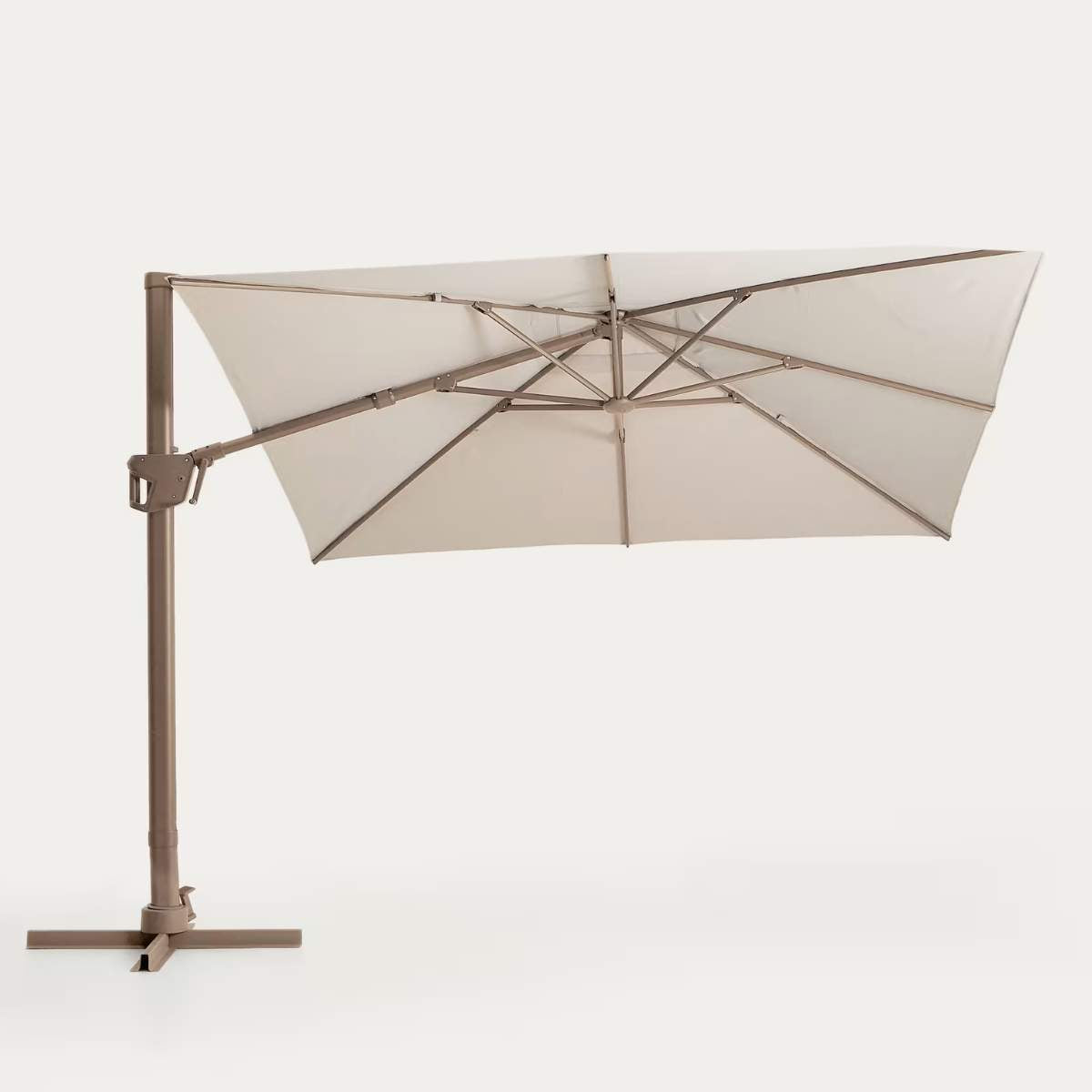 Kave Home Noli beige cantilever parasol with taupe aluminium structure 300 x 300cm