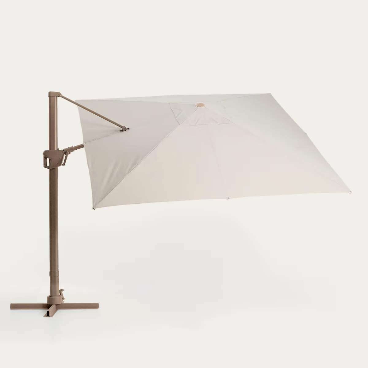 Kave Home Noli beige cantilever parasol with taupe aluminium structure 300 x 300cm
