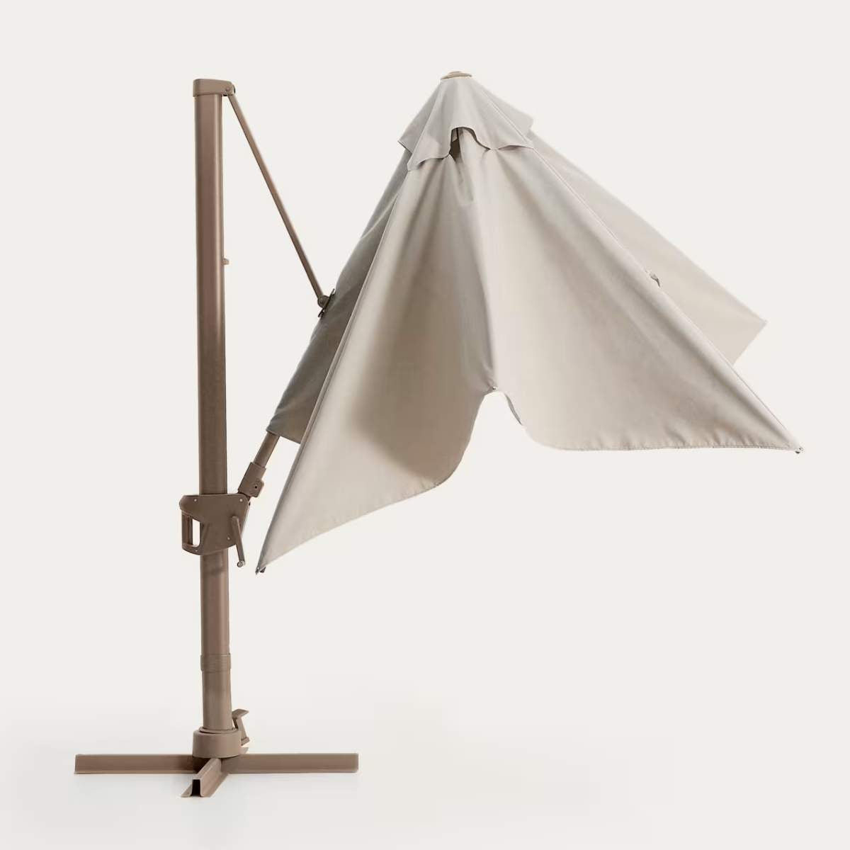 Kave Home Noli beige cantilever parasol with taupe aluminium structure 300 x 300cm