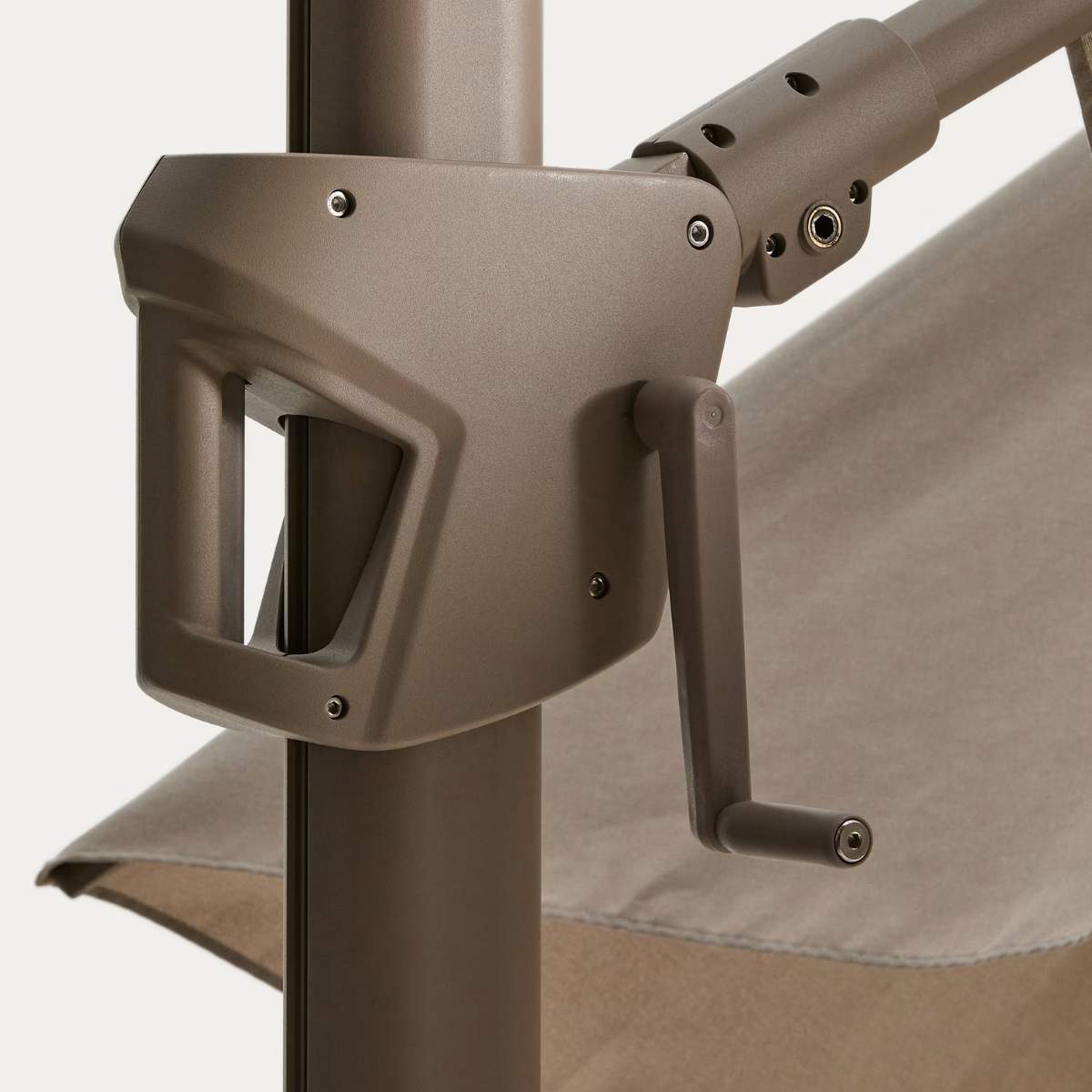 Kave Home Noli beige cantilever parasol with taupe aluminium structure 300 x 300cm