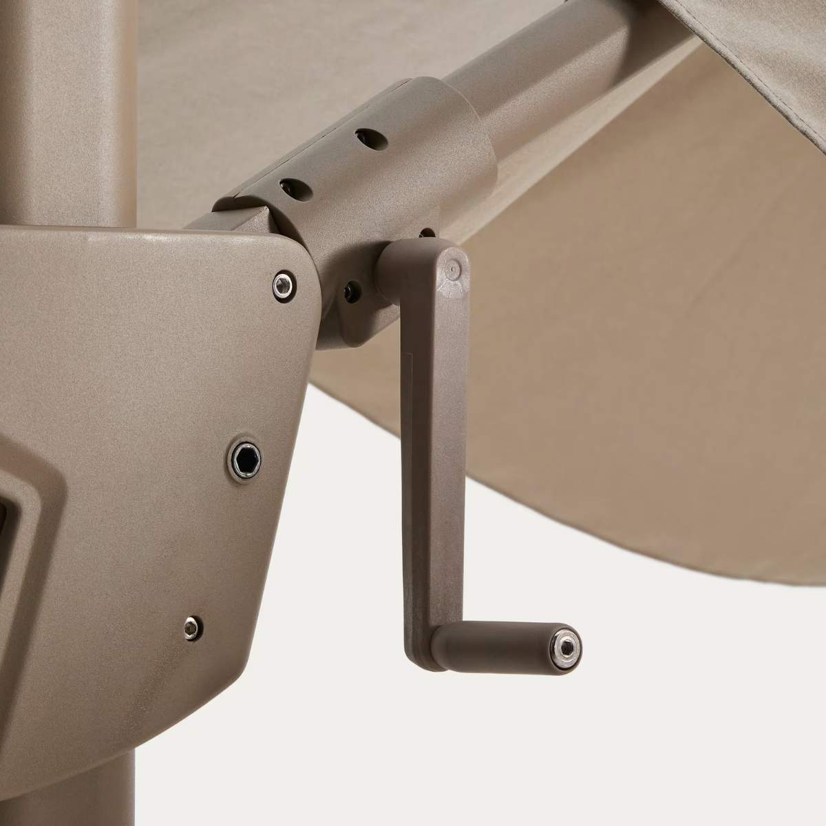 Kave Home Noli beige cantilever parasol with taupe aluminium structure 300 x 300cm