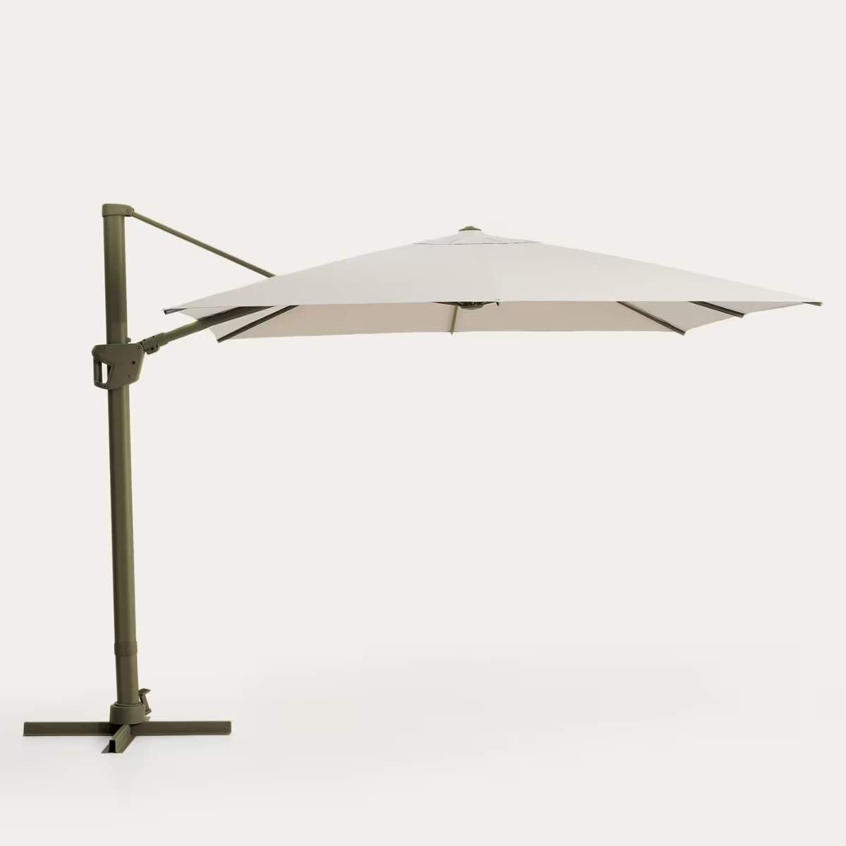Kave Home Noli beige cantilever parasol with taupe aluminium structure 300 x 300cm